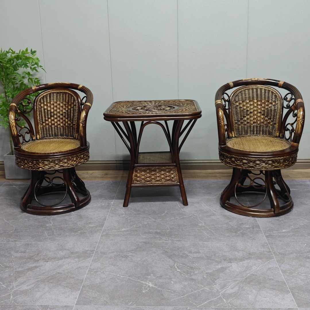 转椅 70/80套装 藤编藤椅 喝茶椅 阳台椅 家用椅子 靠背椅 真藤椅