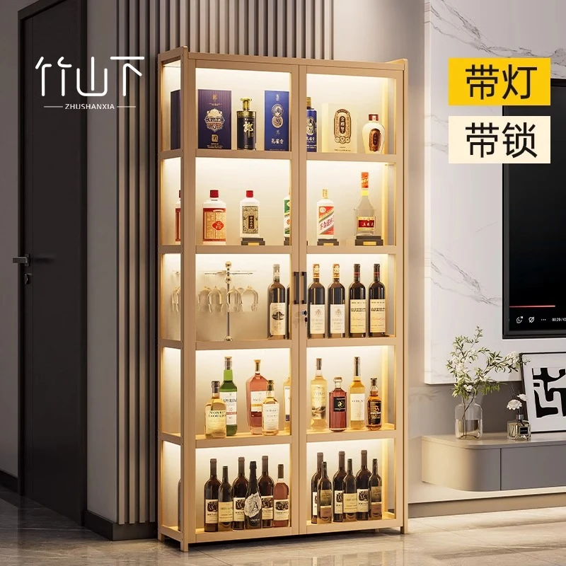 酒柜靠墙一体柜家用客厅大气红酒白酒展示柜带锁带灯防尘