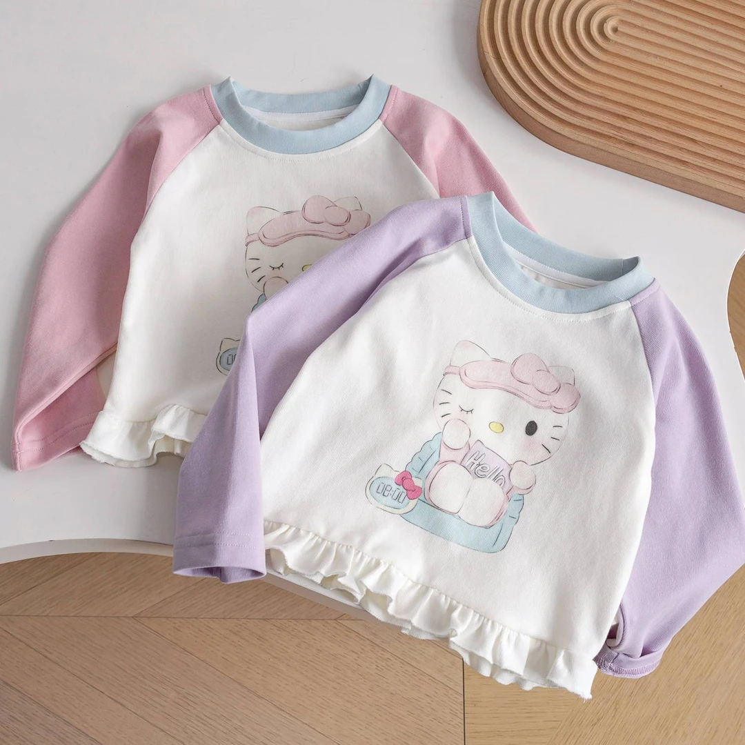 女童长袖t恤春秋款2025新款儿童洋气套头公主上衣宝宝打底衫秋季