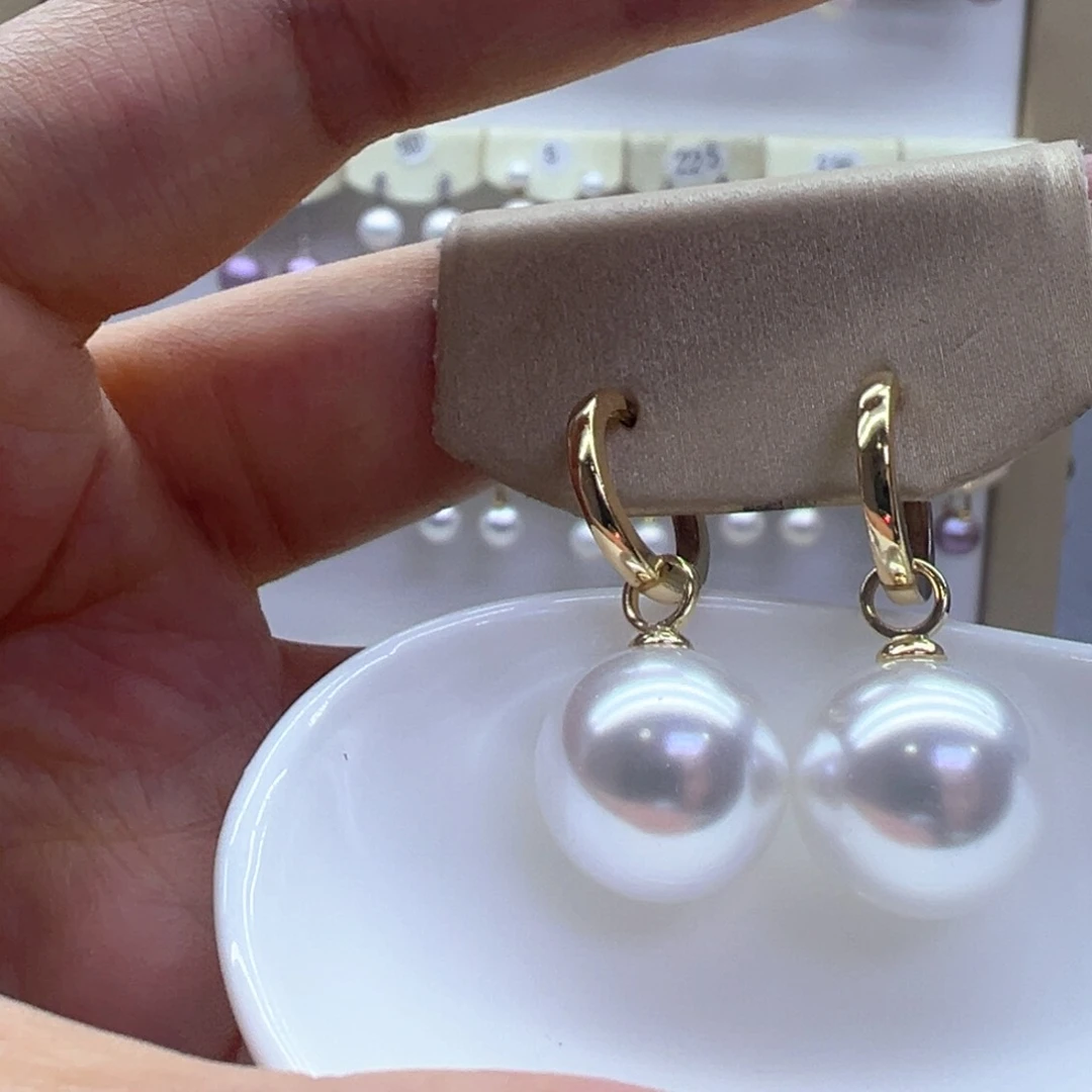 银S925镶嵌淡水珍珠耳饰