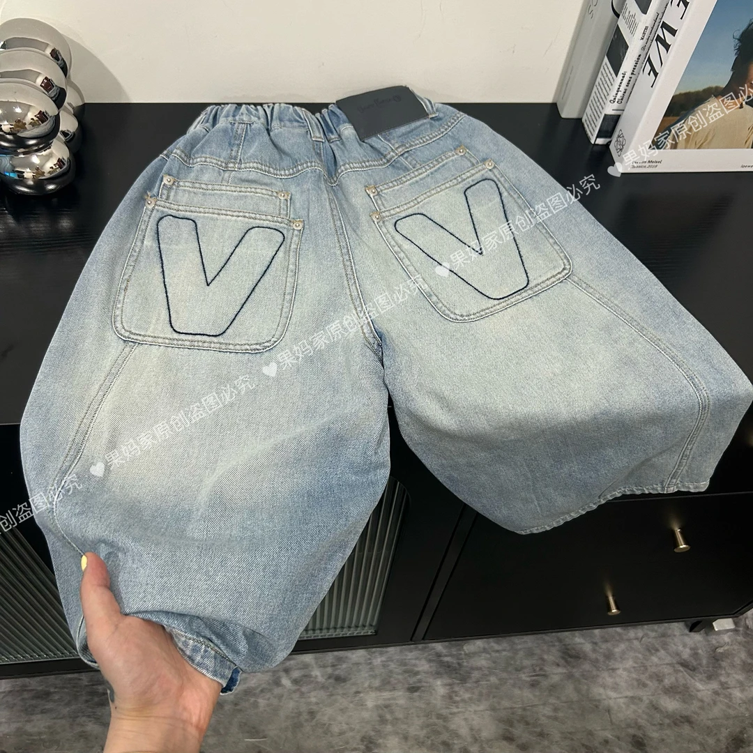 2025夏季新款童装牛仔中裤儿童时尚宽松休闲裤中大童百搭七分裤潮