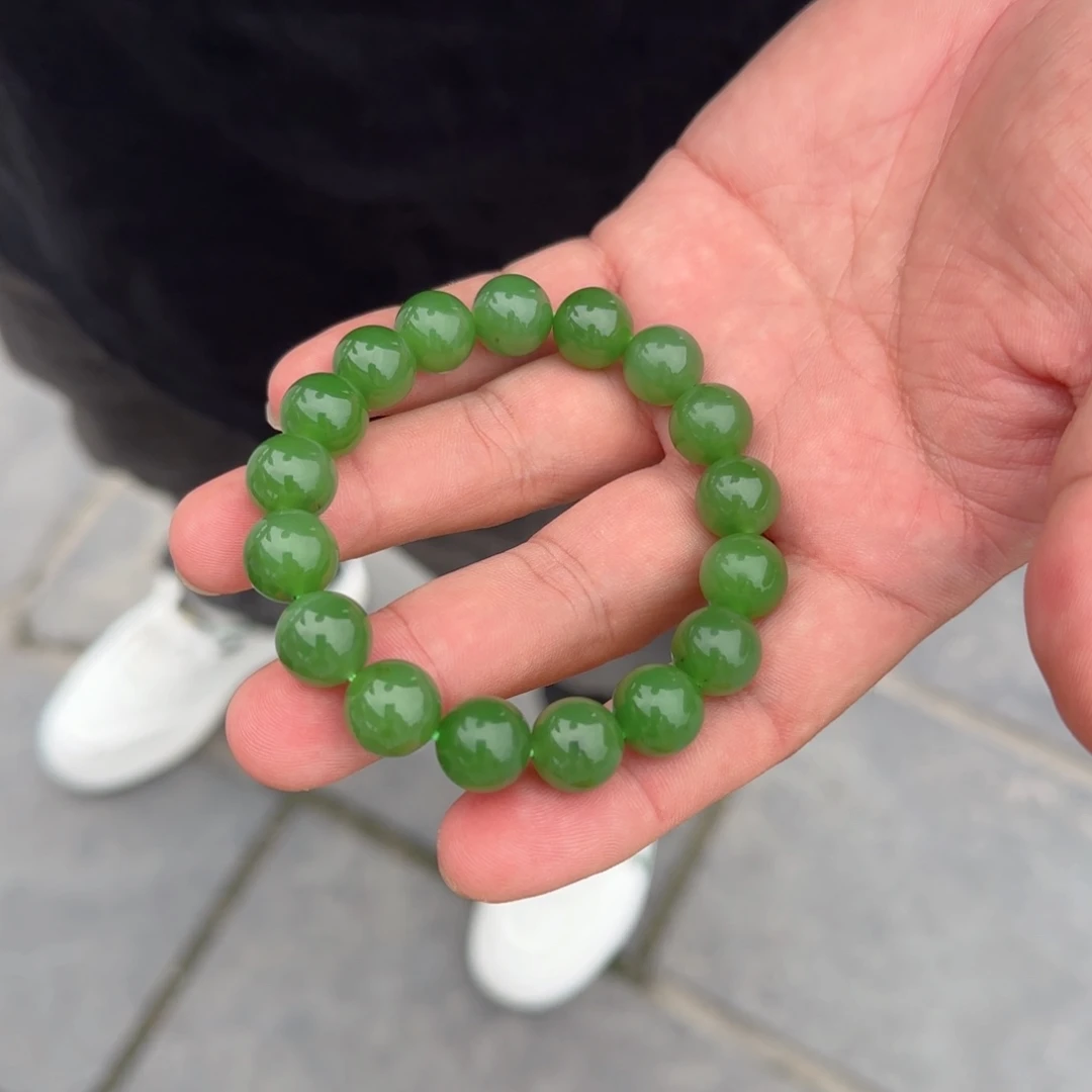 未镶嵌手链和田玉俄碧果绿卡12