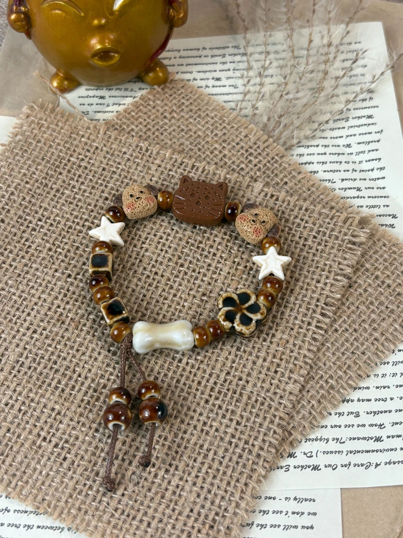 合成金属陶瓷手链 景德镇陶瓷手串可爱可爱