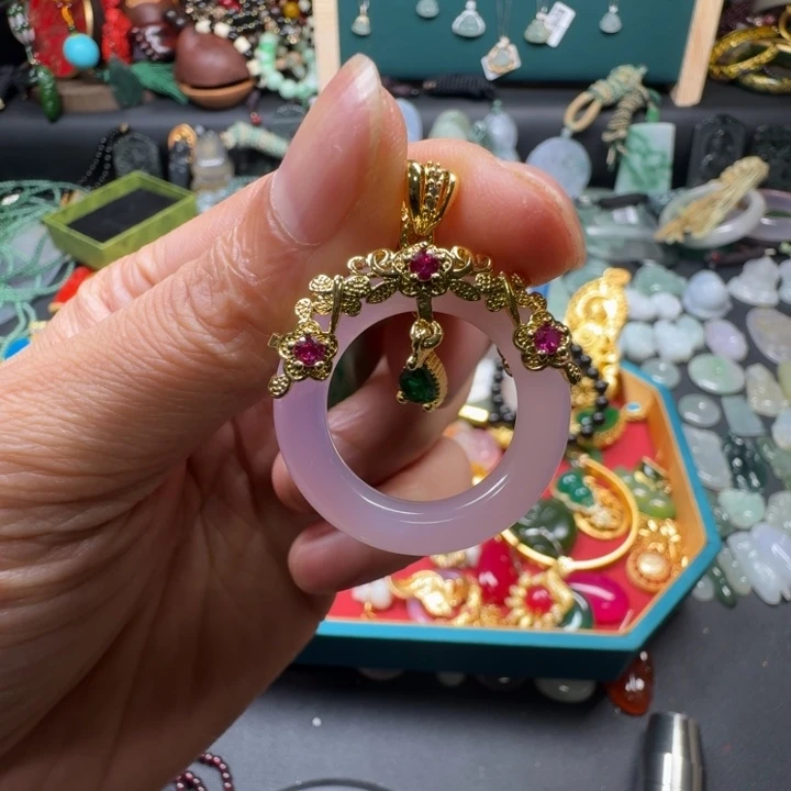 大***露玛瑙/玉髓合金颈饰甜甜圈吊坠