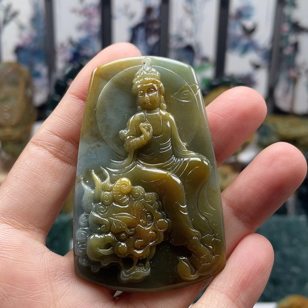 翡翠未镶嵌颈饰天然翡翠a货文殊