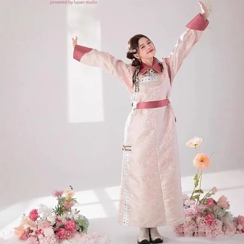 蒙古族服装蒙古袍女长款舞台表演服饰演出服日常装全套旅拍写真服