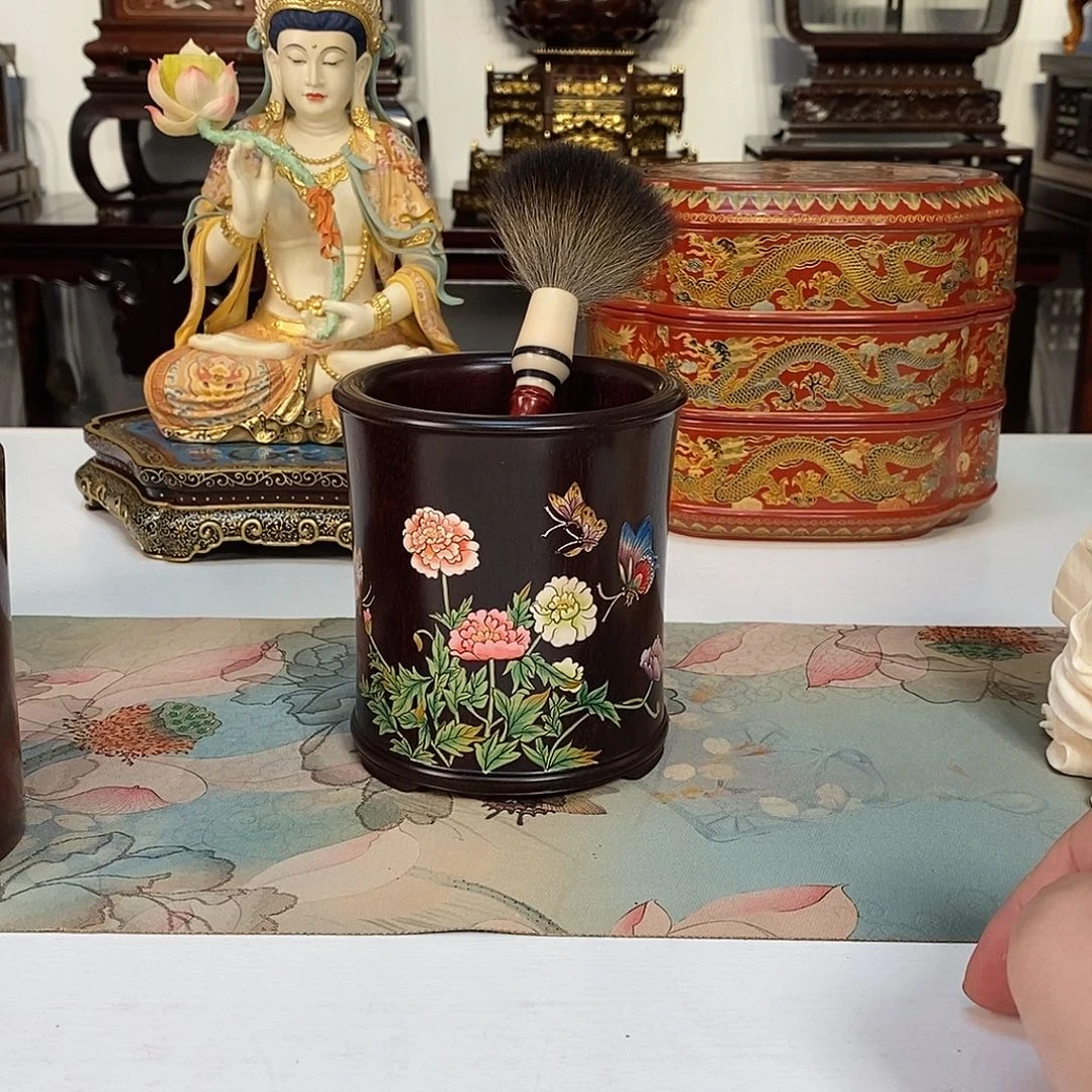 紫檀木类成套家具小叶紫檀笔筒