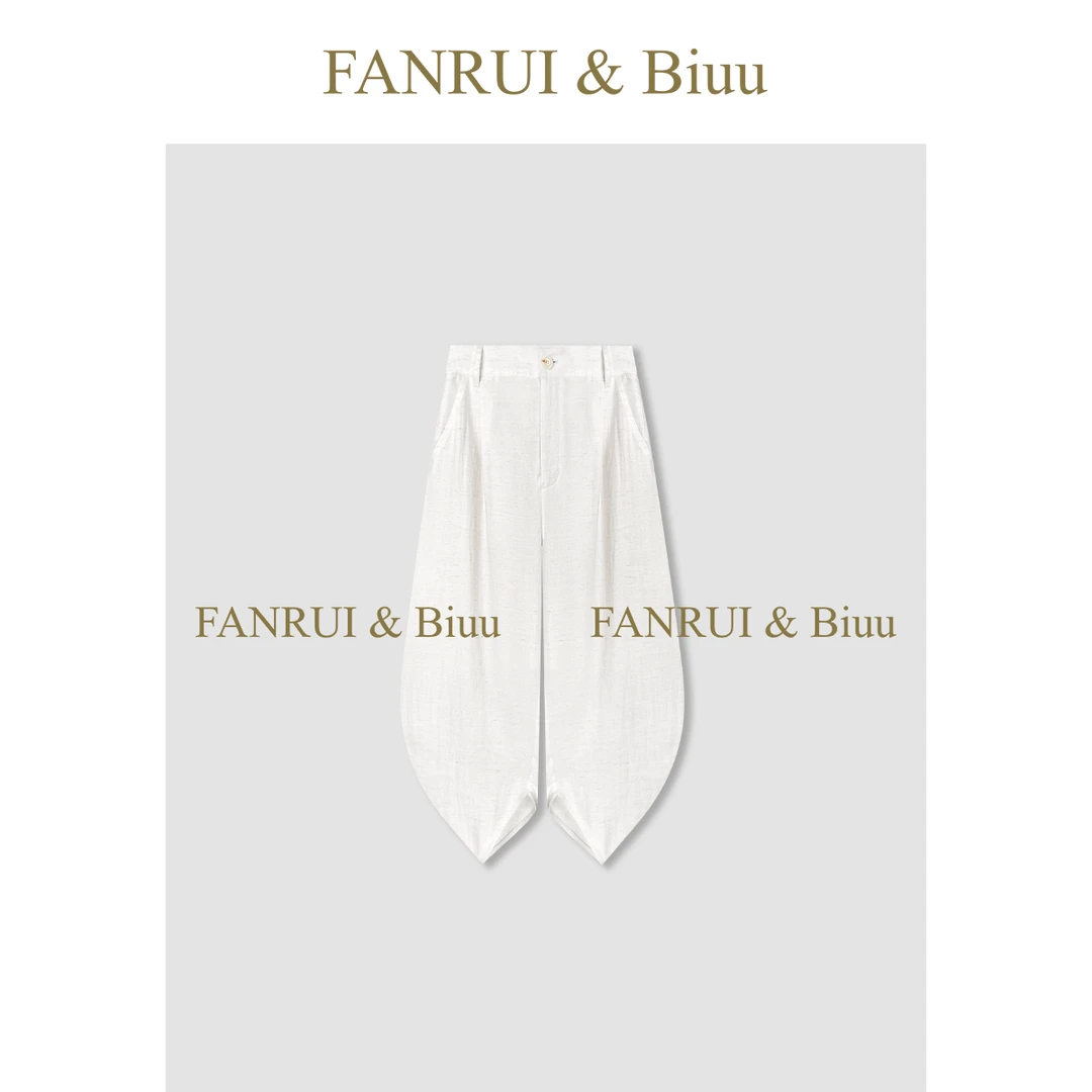 FANRUI/泛芮「小鱼人」天丝垂感透气设计感百搭夏季直筒裤女B16636