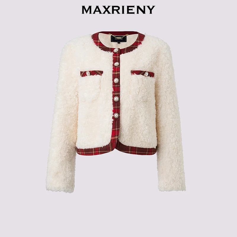 【蜜思仝】MAXRIENY羊羔绒肌理小香外套女冬