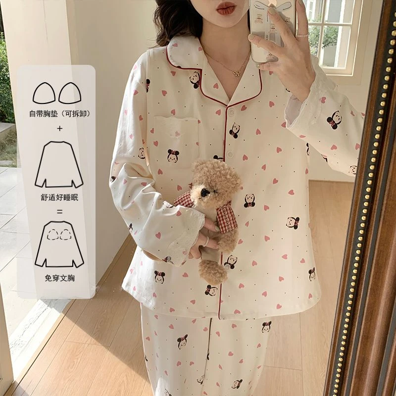 月子服春秋产后孕妇睡衣产妇待产喂奶哺乳吸汗夏季薄款套装带胸垫