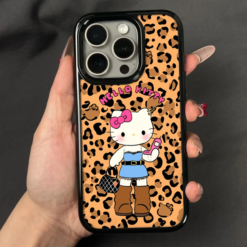 奥菲顿豹纹时尚凯蒂适用iPhone16/15pro亚克力苹果14/13手机壳12