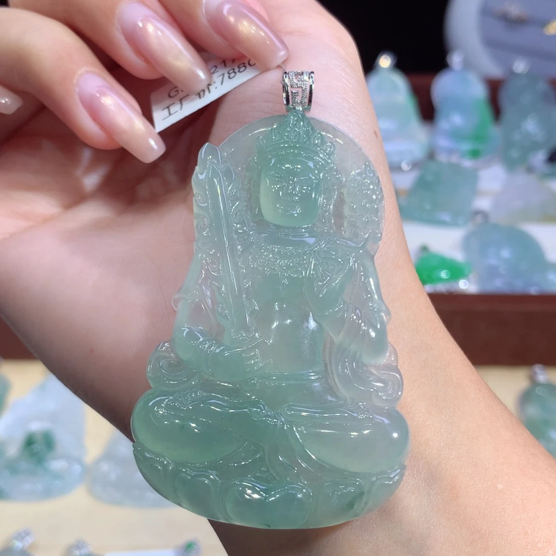 吊坠(不含链)18K金镶嵌翡翠