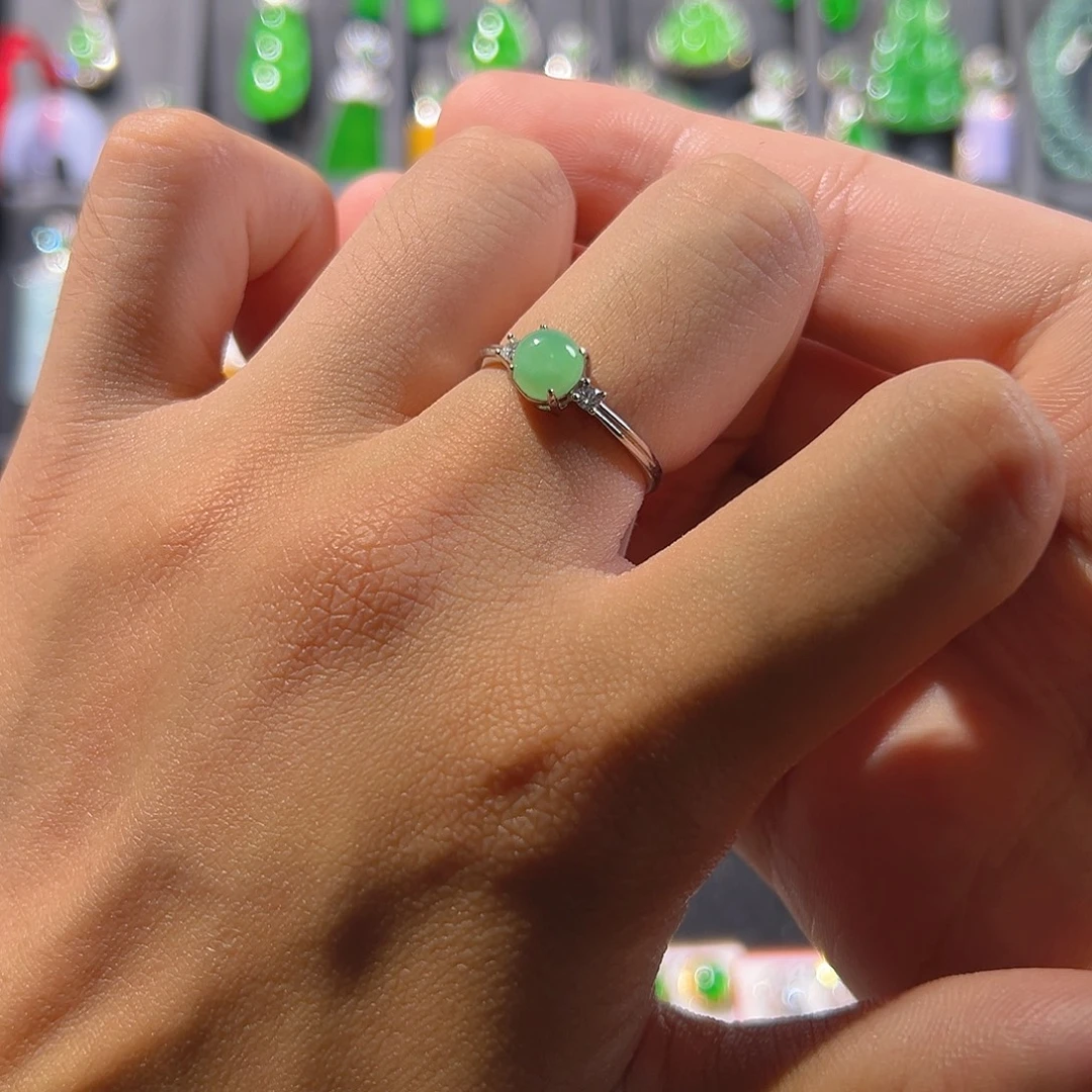 翡翠银S925镶嵌戒指