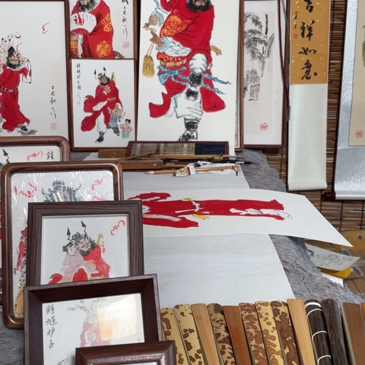 许***️国画李老师李老师扇面