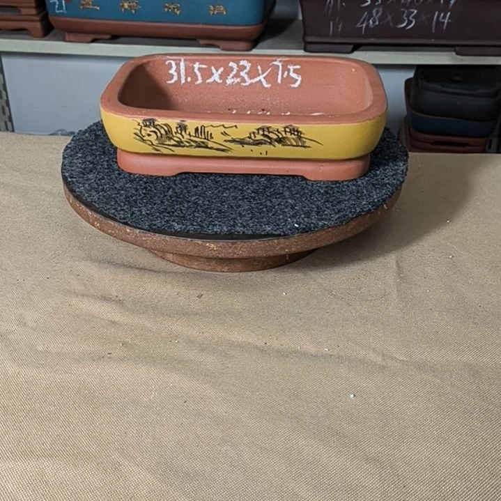 紫砂花盆黄色的小号水底