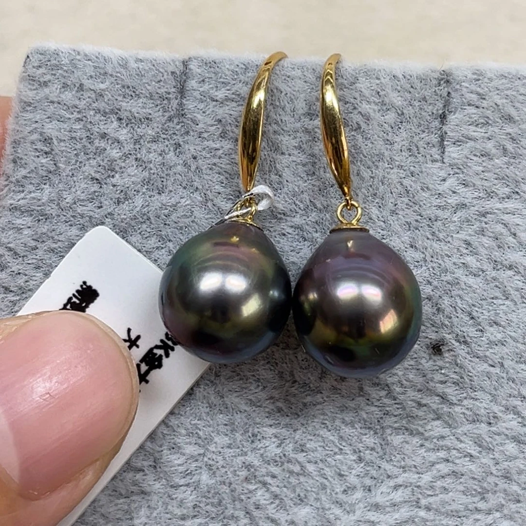 海水珍珠18K金镶嵌耳饰10-11mm