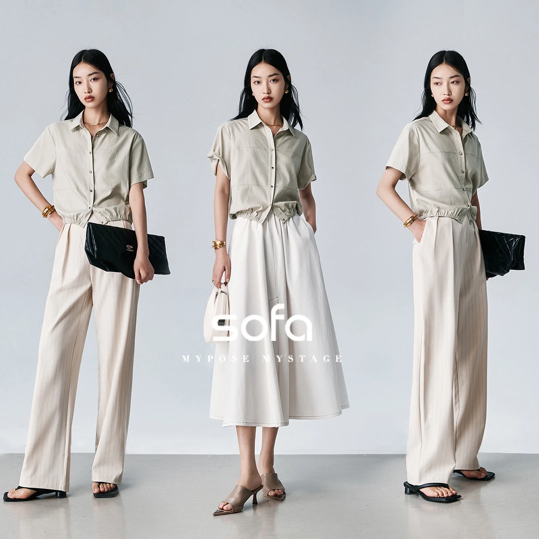 sofaS42D2201573气质通勤衬衫2024夏季透气舒适百搭短袖女