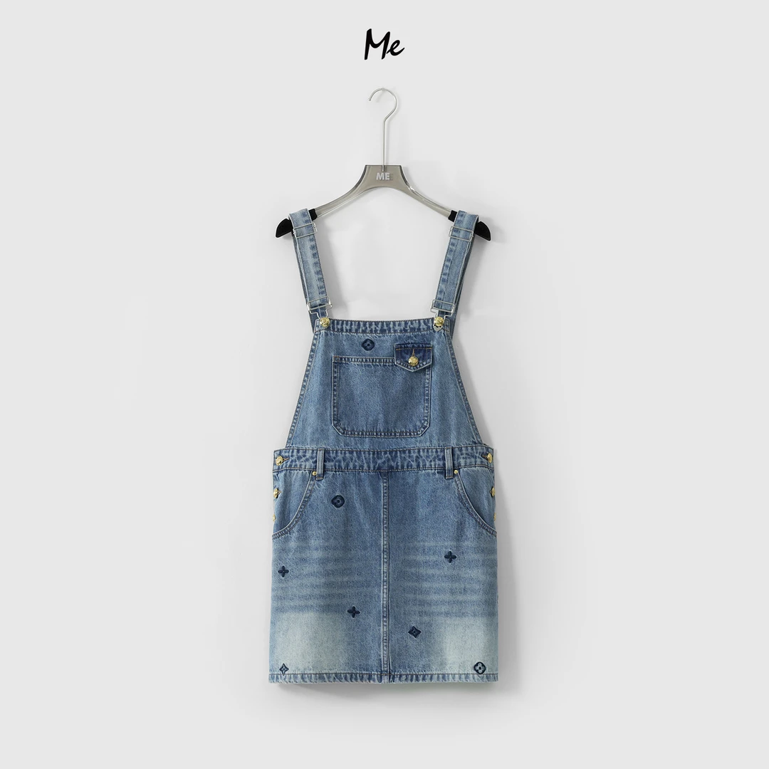 ME【草牛仔背心裙】显瘦百搭时尚复古水洗牛仔背带裙MESS4571