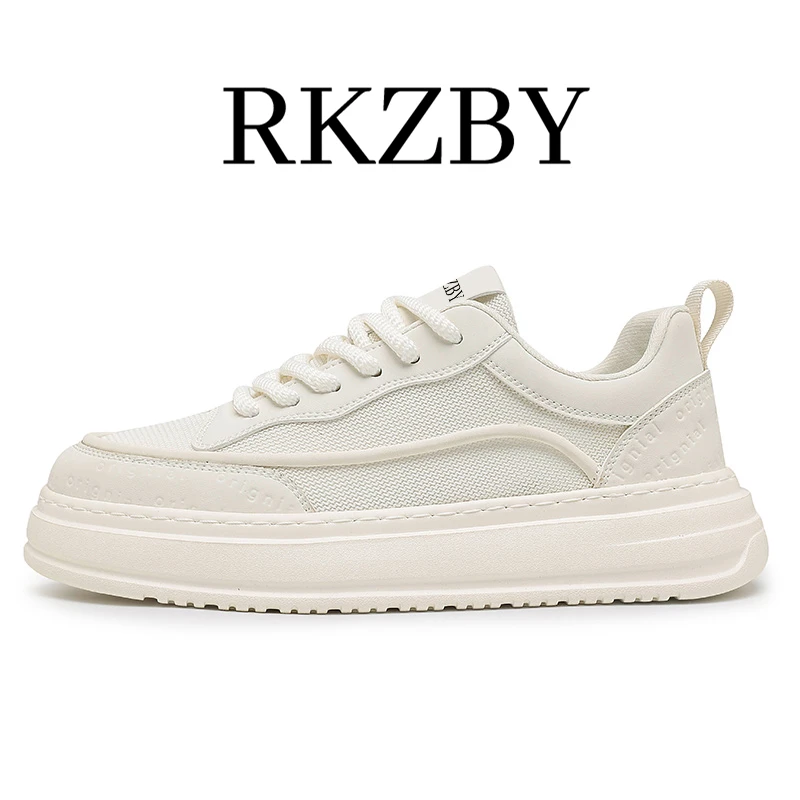 RKZBY男鞋小白鞋夏季透气薄款轻便潮鞋时尚百搭厚底休闲板鞋男款