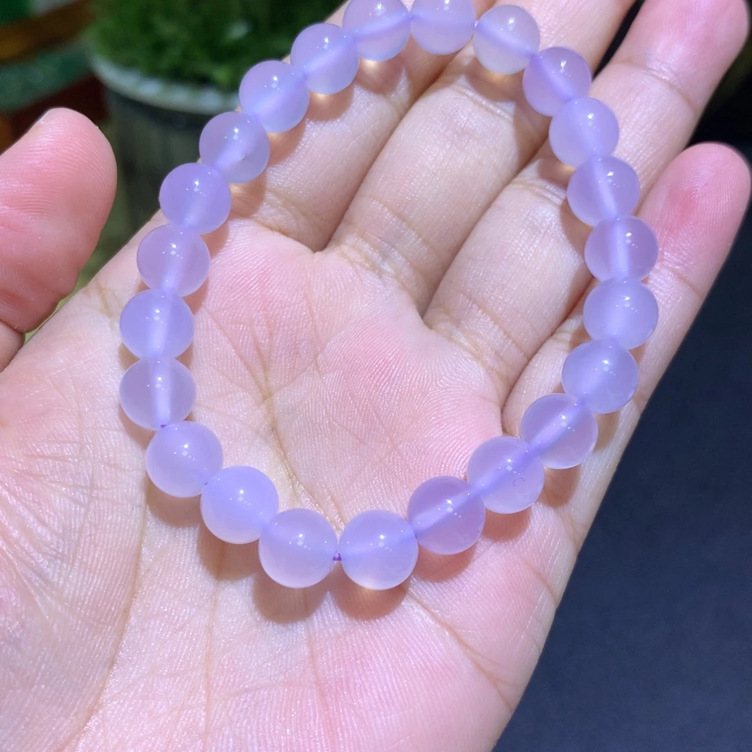 玛瑙/玉髓未镶嵌手镯卡8冰紫手串