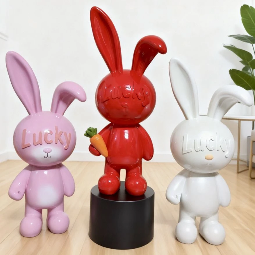 高度80厘米幸运兔客厅落地卡通手办家居装饰品