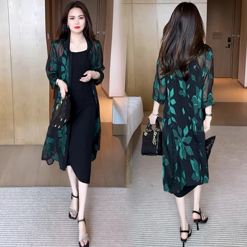 时尚气质洋气2025春夏新款薄款长款韩版显瘦长袖衬衫外披 241