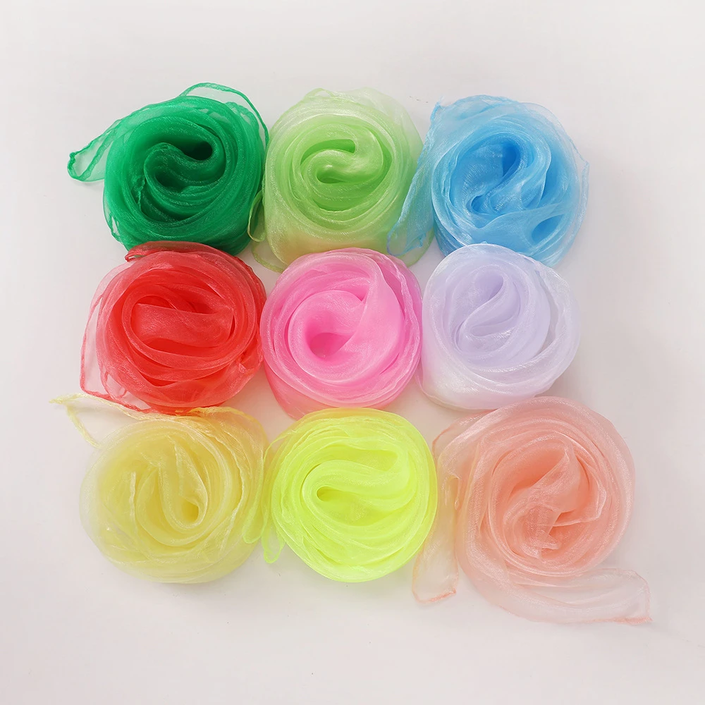 儿童舞蹈丝巾幼儿园表演水兵舞方巾防蚊纱巾感统玩具早教中心透明