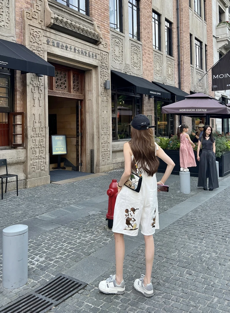 【陶格】重工卡通印花休闲牛仔背带裤TG25B2K1476