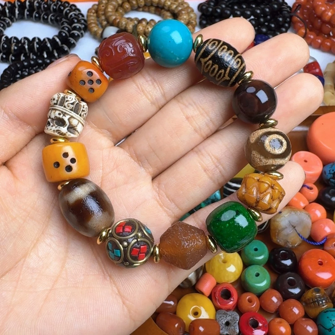 泥塑泥塑藏式多宝手串