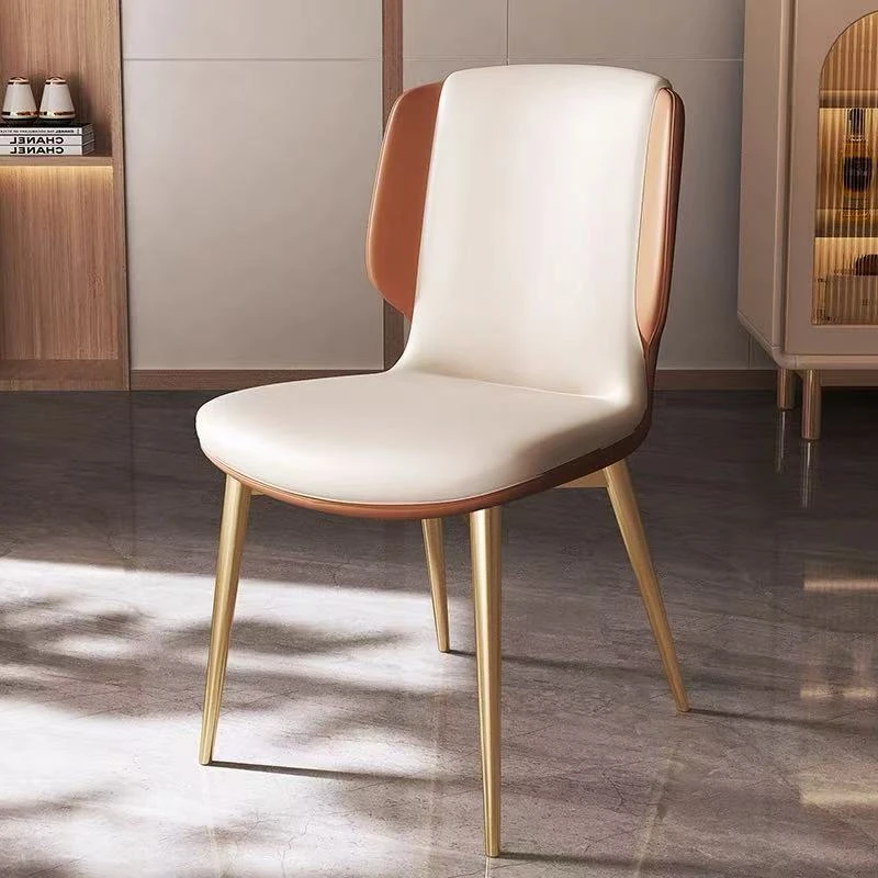 意式餐椅轻奢高级感家用北欧茶桌椅现代简约软靠背不锈钢主人椅子