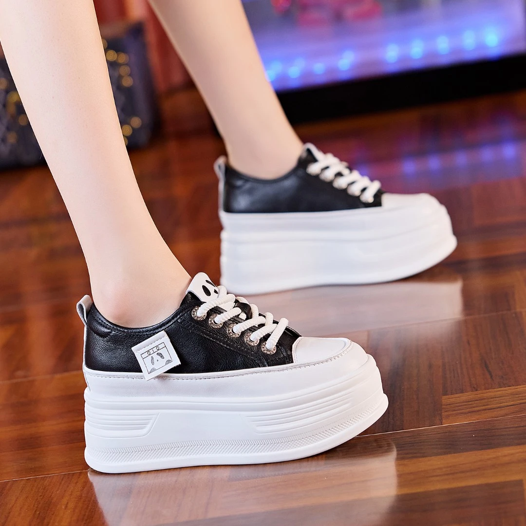 7cm简约网红时尚网面透气百搭韩版内增高松糕厚底小白鞋女小个子