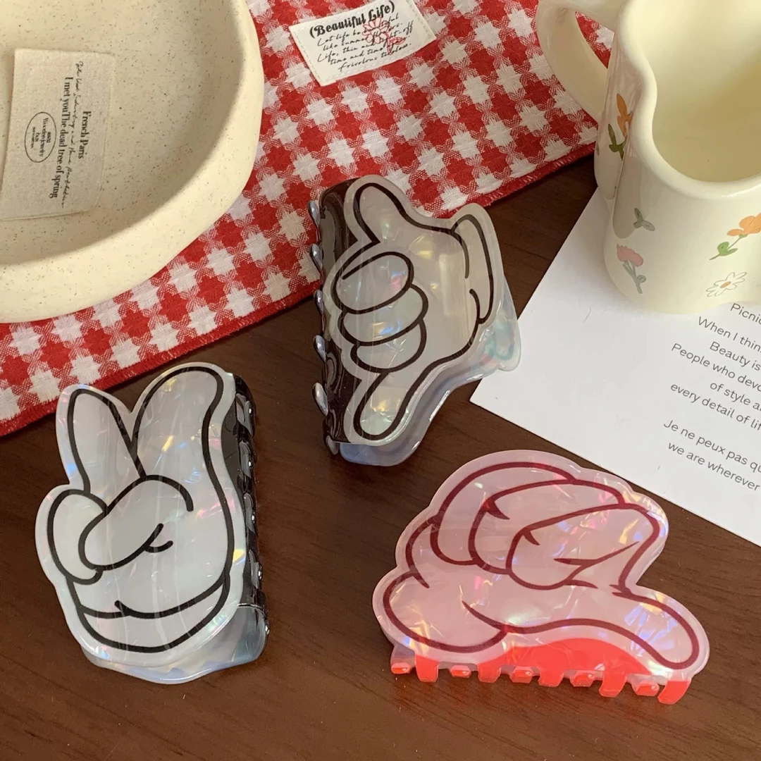 新颖独特个性创意手势抓夹比耶点赞666马尾夹