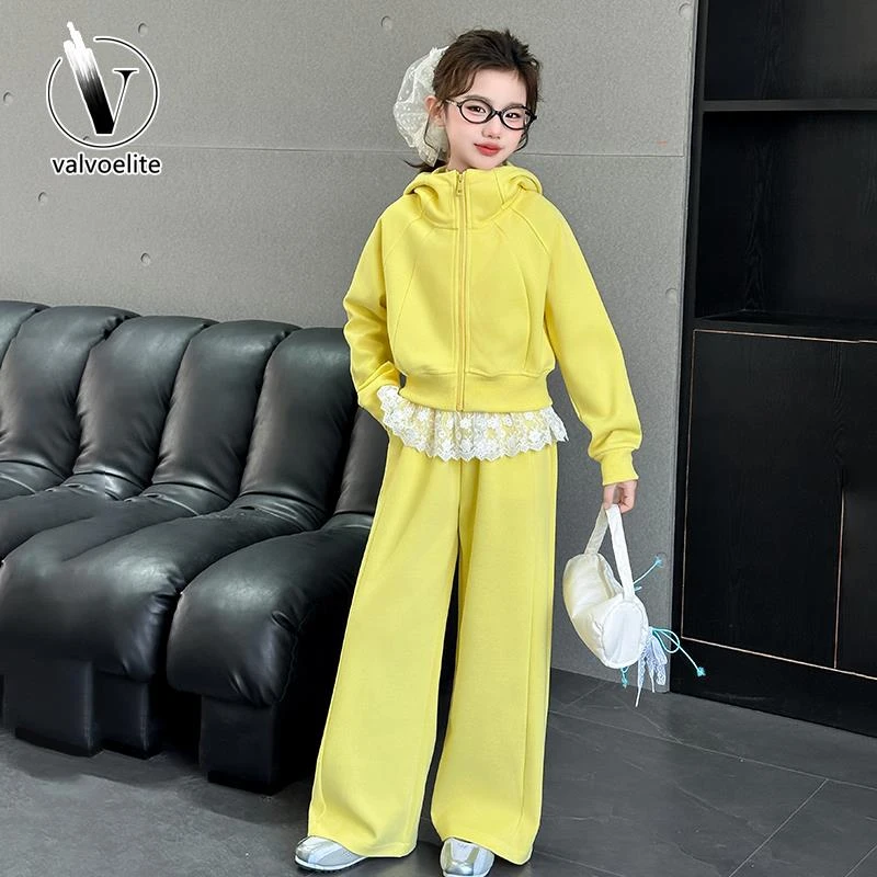 VALVOELITE女童秋装套装2025新款洋派大童运动衣服外套童装两件套