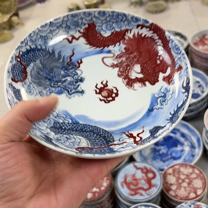 瓷片双龙戏珠大胡乘景德镇