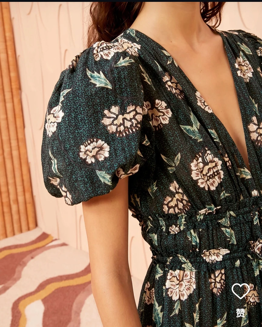 Soyinkala 轻盈舒服 花卉泡泡袖连衣裙 3