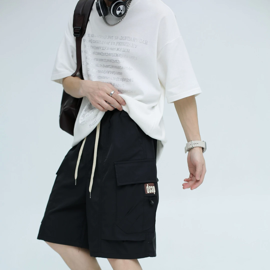 6872黑色青少年时尚潮流休闲五分裤