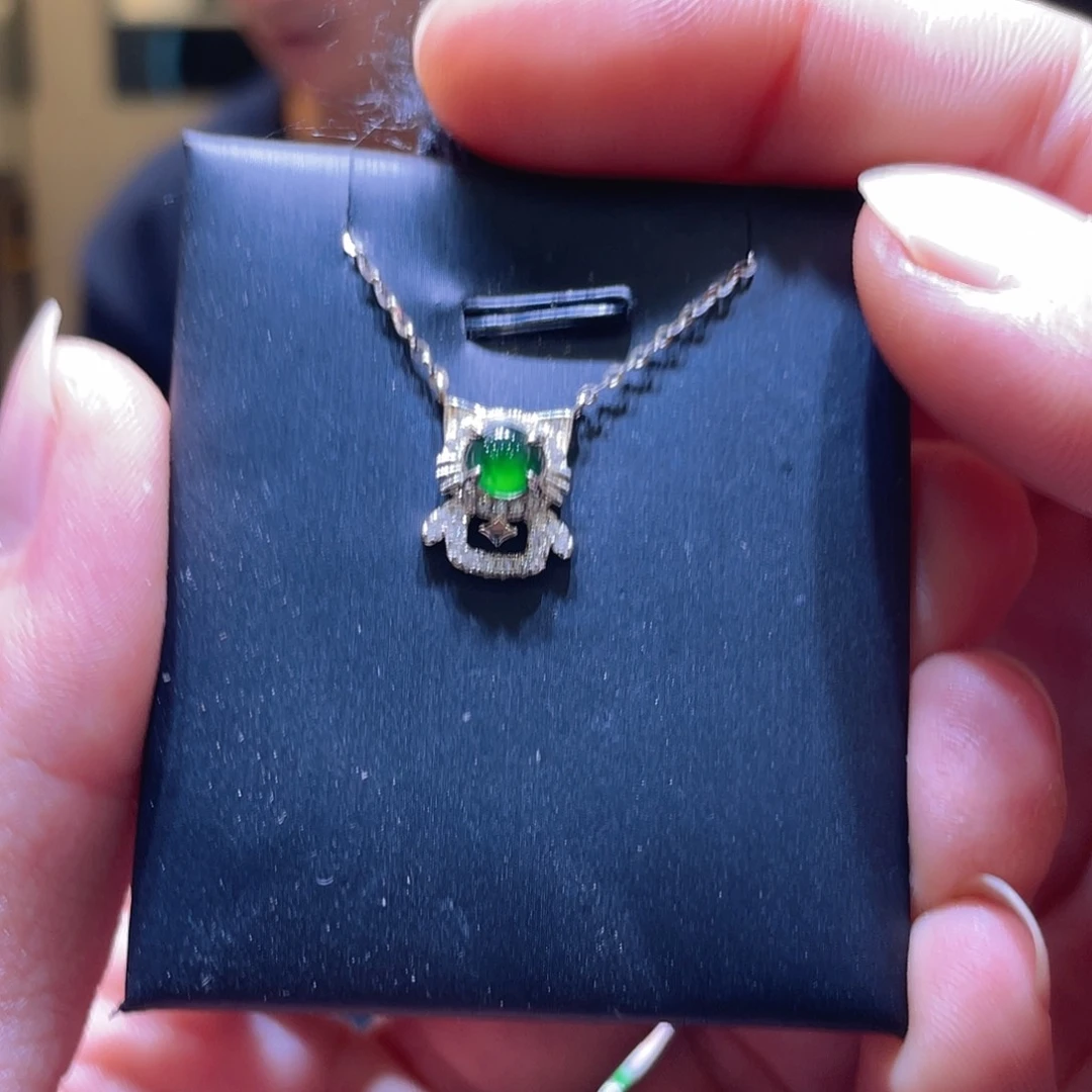 吊坠(不含链)银S925镶嵌翡翠