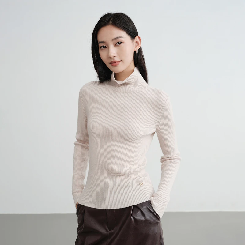EP雅莹2025早秋新品 高领基础打底软糯细腻混纺羊毛羊绒衫9932A