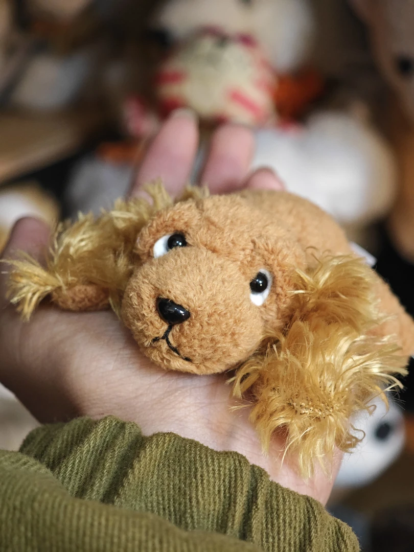 Russ豆袋趴趴小黄狗，带标带牌，卷毛耳朵趴趴小狗