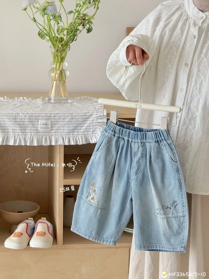 男女童2025夏季新款超柔软休闲牛仔短裤七分裤韩版百搭儿童中裤