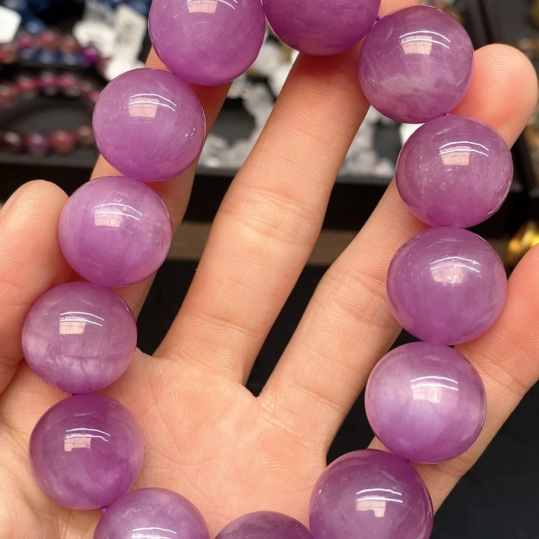 锂辉石手串未镶嵌2紫锂辉18mm