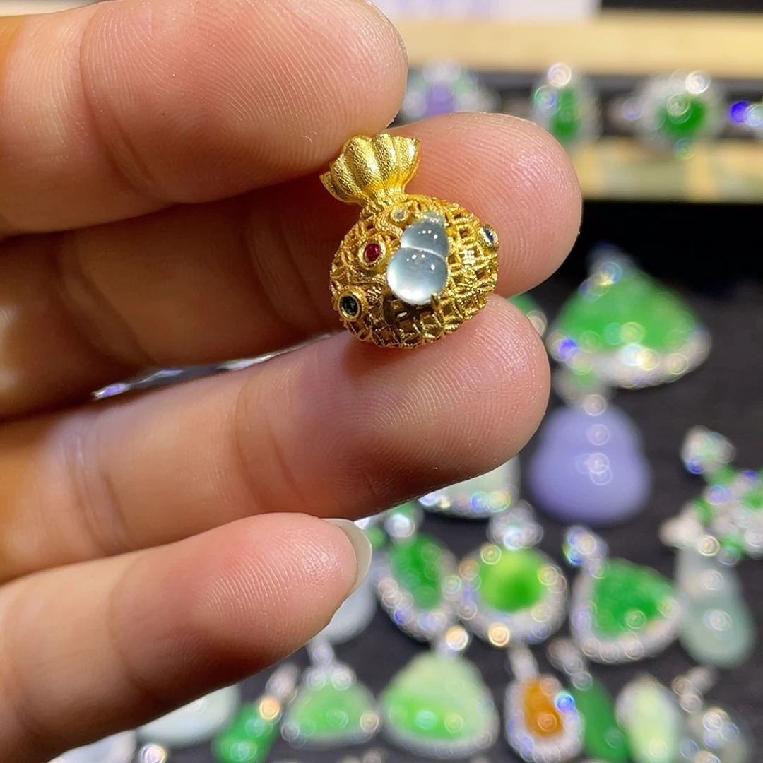 翡翠银S925镶嵌吊坠(不含链)