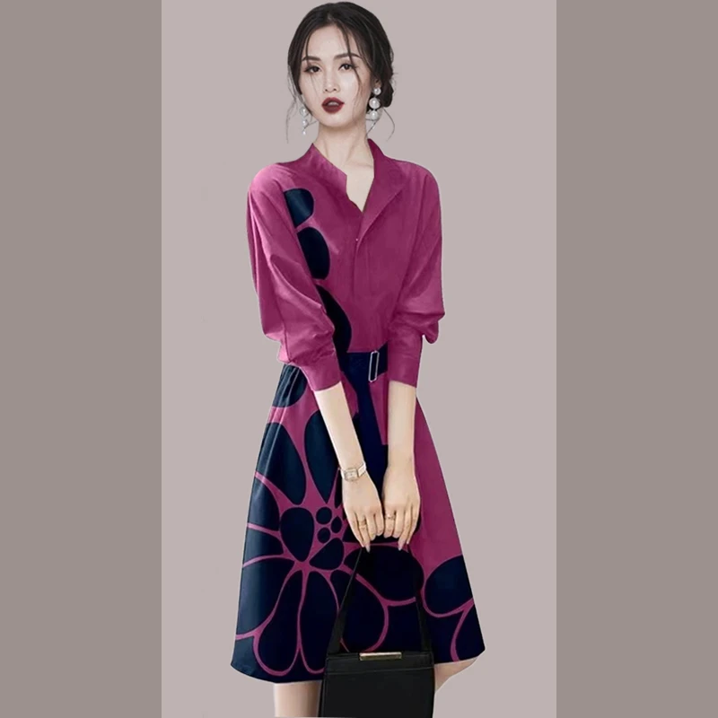 高端气质衬衫连衣裙春季2025年新款收腰漂亮长袖裙子女