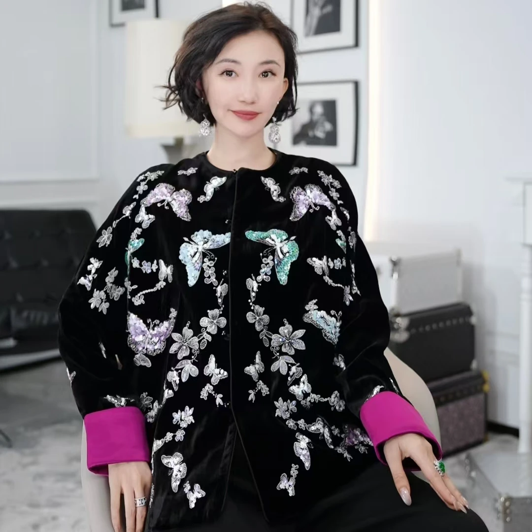 Betty Bairn【春和景明】高端定制桑蚕丝短绒蝴蝶外套24B-BW7716