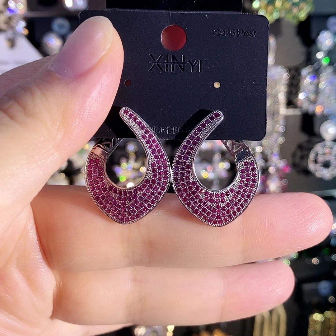 锆石纯铜合金耳环