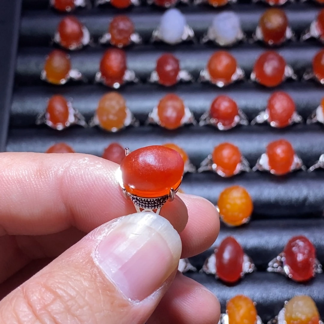 大***魏玛瑙/玉髓合金戒指