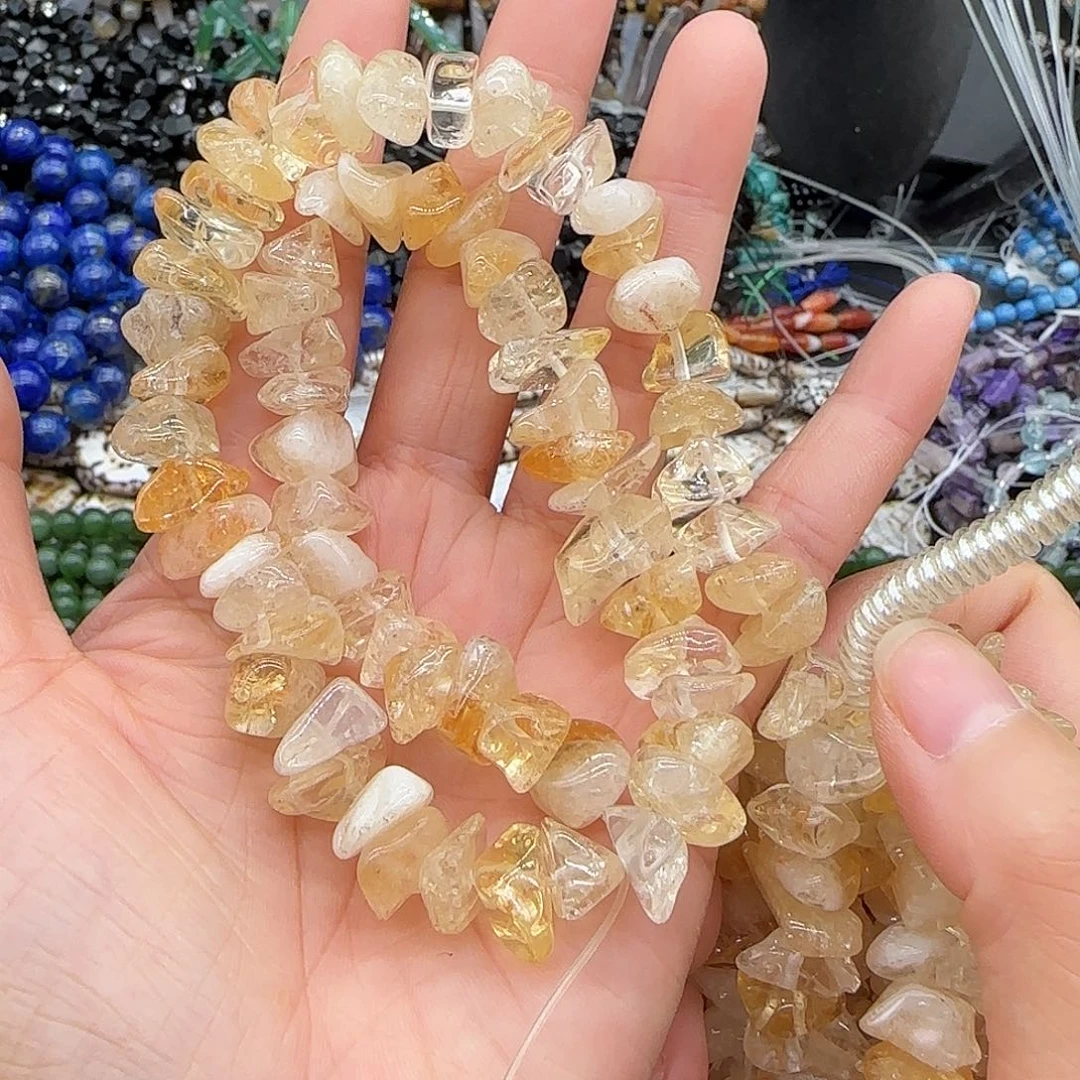 玛瑙/玉髓合金珠宝半成品黄水晶8-10mm一条