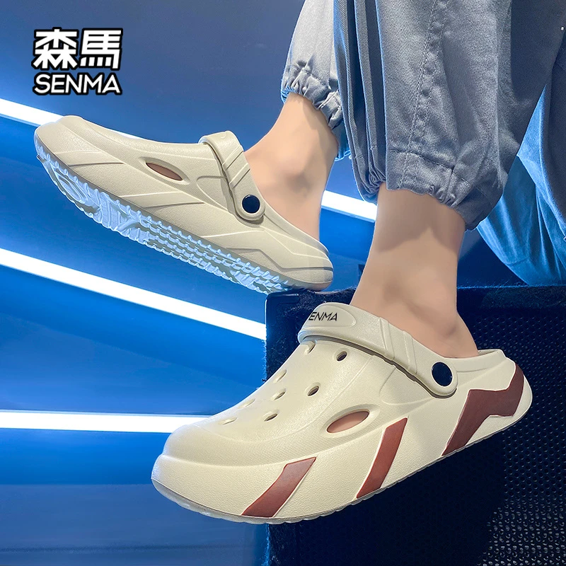 【情侣款】森马洞洞鞋夏季厚底踩屎感户外增高两用大头沙滩凉鞋