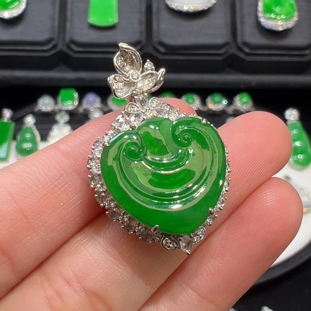 翡翠吊坠(不含链)18K金镶嵌48小时鉴赏期（超时不退不换）