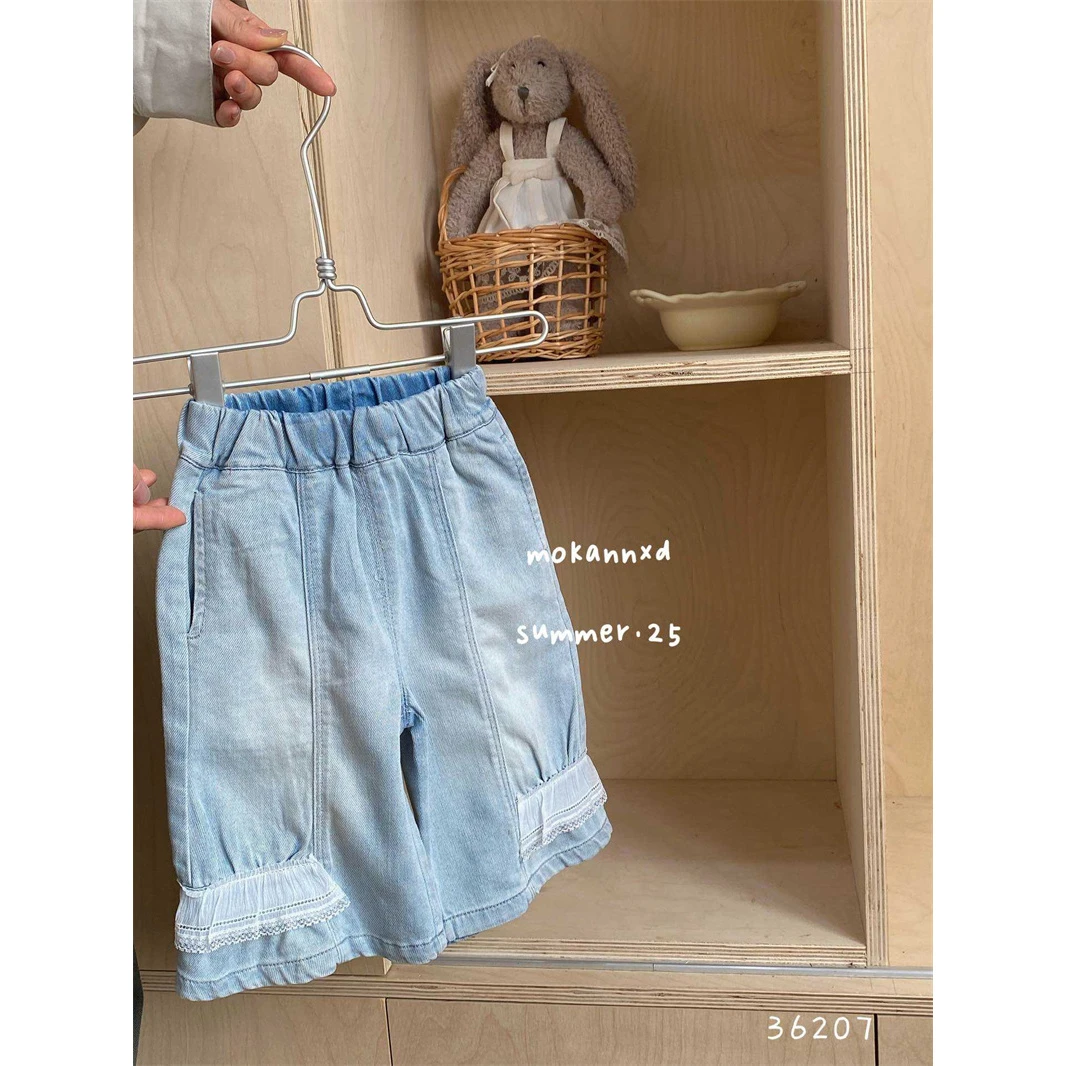 AC410~摩卡牛牛·25夏~拼蕾丝牛仔裤36207